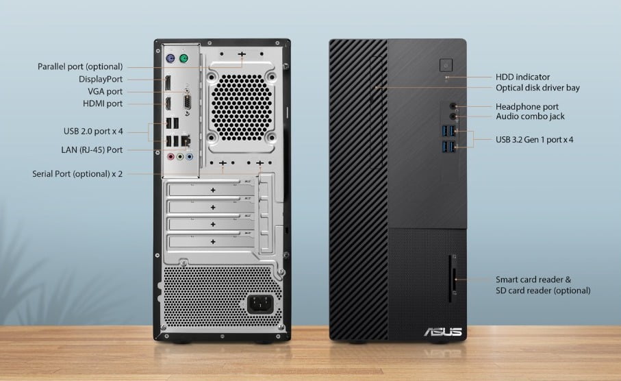 PORTS ASUS TOWER PC, rekomendasi pc desktop terbaik di indonesia